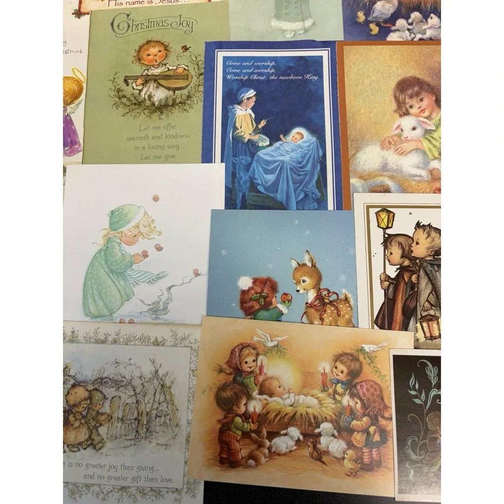 Vintage Christmas Cards Fronts ONLY Kids Children Scrapbooking Crafts Lot of 50+